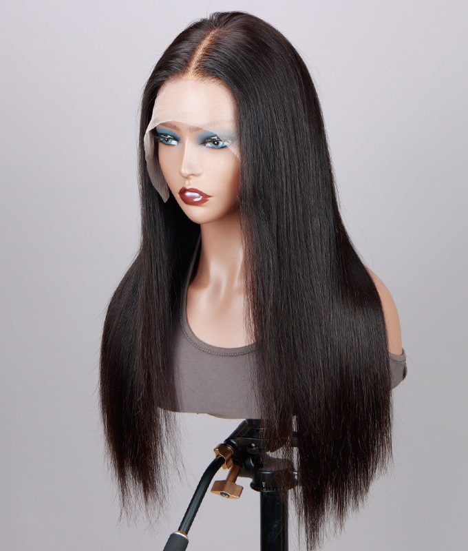 13x4.5 Silky Straight Hair HD Lace Full Frontal Wig Human Hair Pre Plucked With Bleached Knots