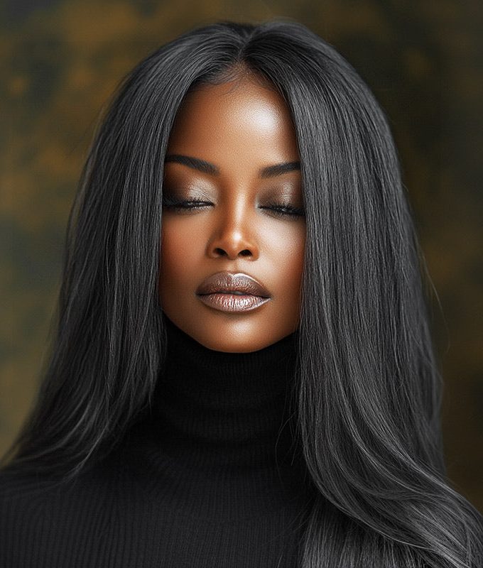 Custom Dark Salt And Pepper Silky Straight Hair Full Frontal 13x4 HD Lace Wig 100% Real Human Hair Pre Plucked Hairline