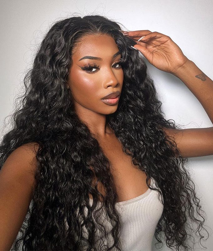 Long Water Wave 6x4 HD Lace Frontal Wigs Real Virgin Human Hair Wear Go Glueless Wig