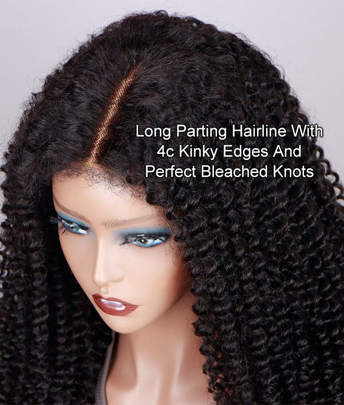 4c Edge Kinky Curly Hair Ready To Go Glueless Wig 6x4 Pre Cut Lace Wig 100% Human Hair