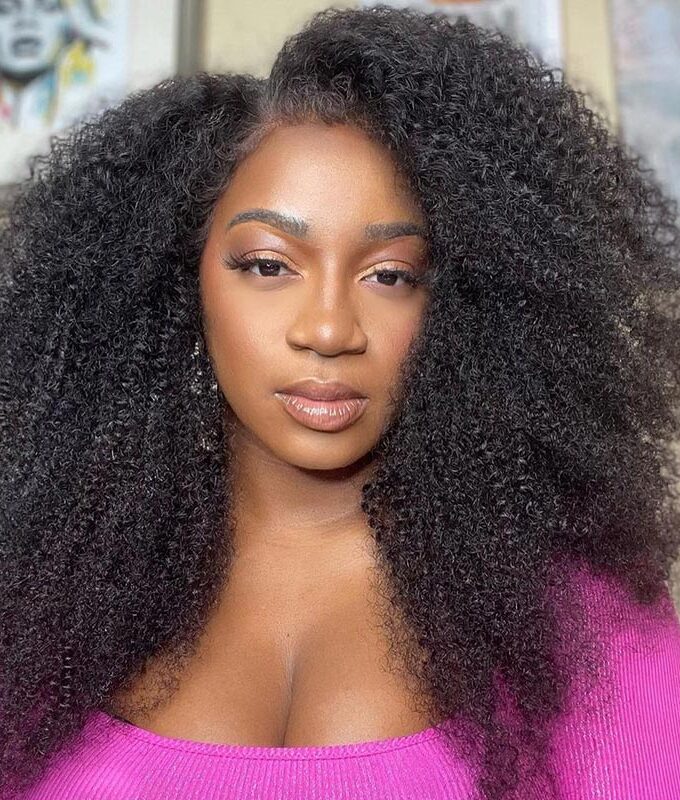 4c Edge Kinky Curly Hair Ready To Go Glueless Wig 6x4 Pre Cut Lace Wig 100% Human Hair