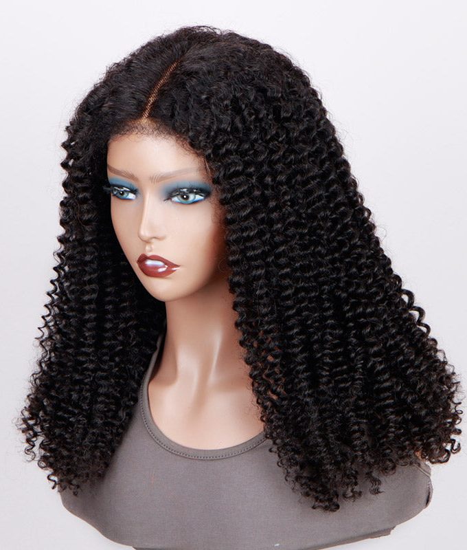 4c Edge Kinky Curly Hair Ready To Go Glueless Wig 6x4 Pre Cut Lace Wig 100% Human Hair