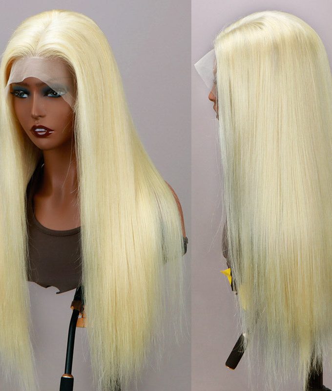 Barbie Blonde Straight Hair 13x4 HD Lace Full Frontal Wig With Pre Plucked And Bleached