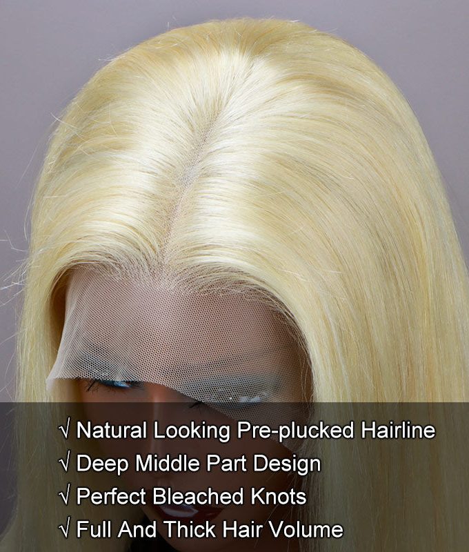 Barbie Blonde Body Wave 13x4.5 Lace Full Frontal Wig Real Human Hair Wavy Pre Plucked And Bleached