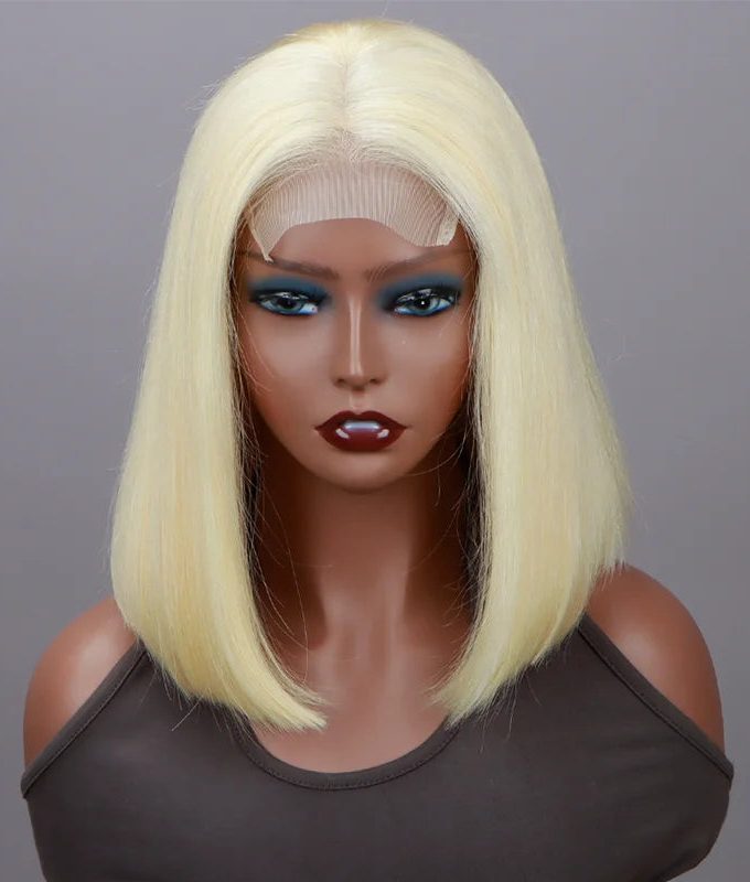#613 Blonde Straight Bob Wig Barbie Wigs Glueless HD Lace Wigs 180% Density