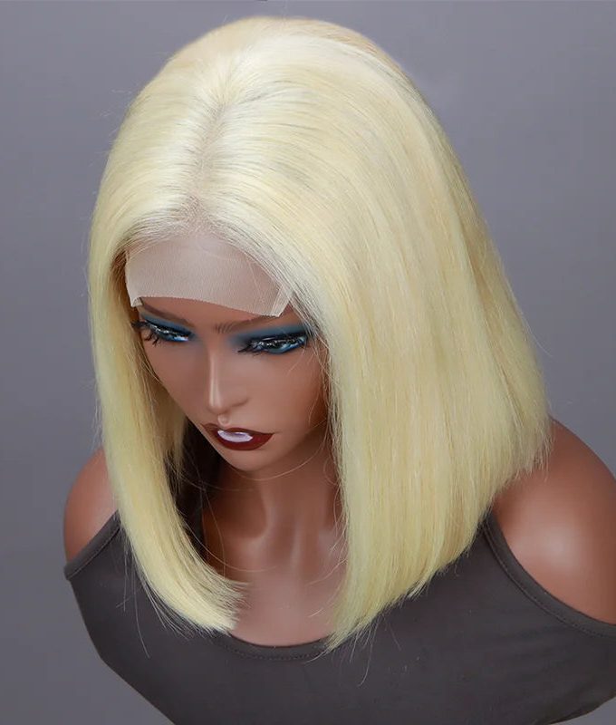 #613 Blonde Straight Bob Wig Barbie Wigs Glueless HD Lace Wigs 180% Density