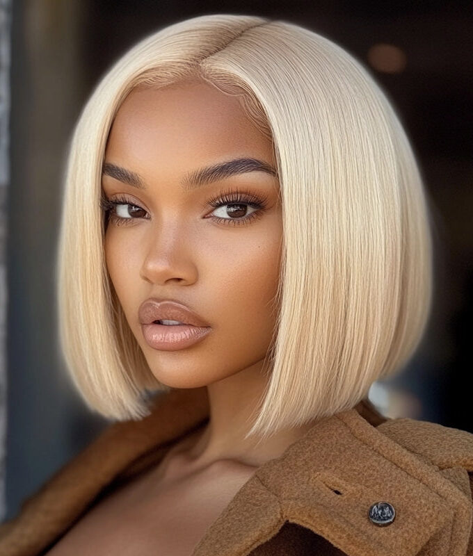#613 Blonde Straight Bob Wig Barbie Wigs Glueless HD Lace Wigs 180% Density