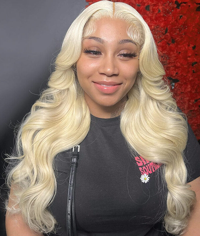 Barbie Blonde Body Wave 13x4.5 Lace Full Frontal Wig Real Human Hair Wavy Pre Plucked And Bleached