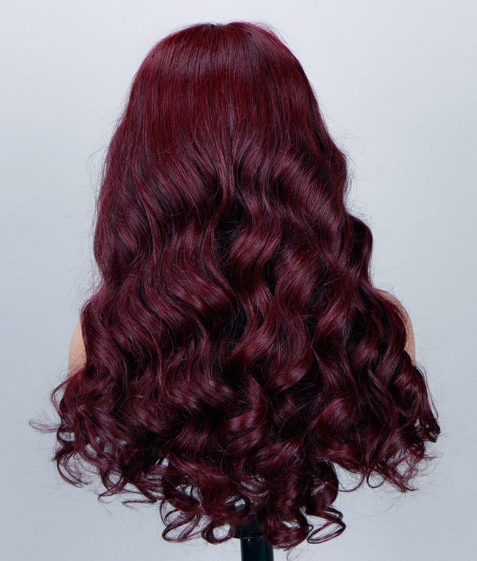 Body Wave 99J Dark Burgundy Wig Long Human Hair 5x5 HD Lace Wigs Middle Part