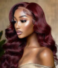 Body Wave 99J Dark Burgundy Wig Long Human Hair 5x5 HD Lace Wigs Middle Part