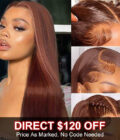 Flash Sale $120 Off #33 Reddish Brown Straight HD Lace Wig Auburn Copper Color Human Hair Wigs
