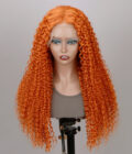 #350 Ginger Orange Jerry Curly Human Hair 13x4 HD Lace Full Frontal Wig With Perfect Bleached Knots