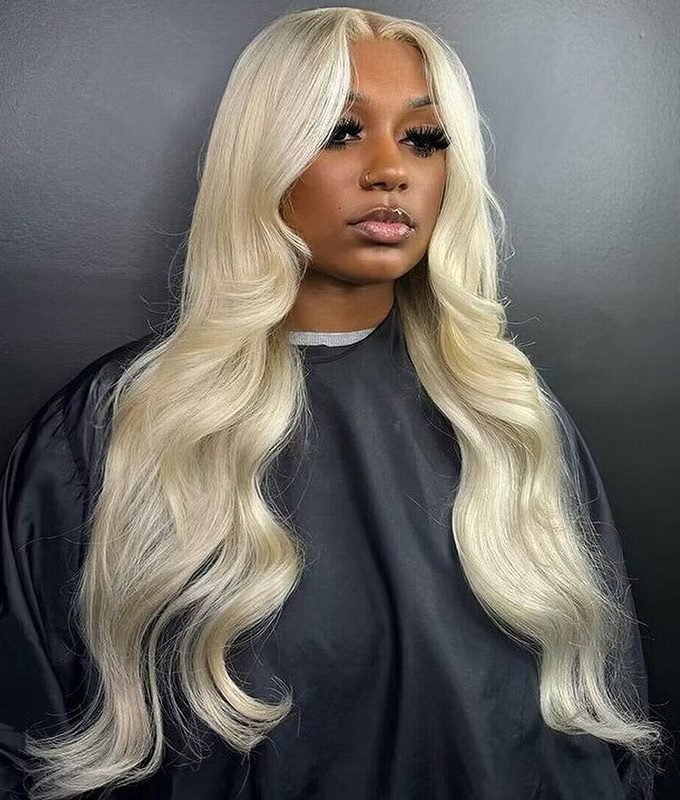 Ash Blonde Silky Straight 13x4 HD Lace Full Frontal Wig With Perfect Bleached Knots