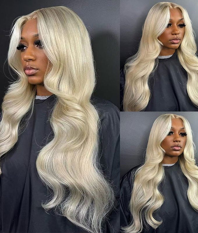 Ash Blonde Silky Straight 13x4 HD Lace Full Frontal Wig With Perfect Bleached Knots