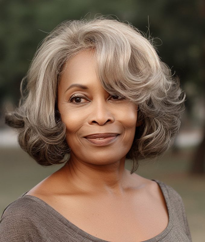 Seniors Wavy Bob Wig Light Golden Blonde Mix Brown Color Human Hair 4x4 Lace Closure Wig For Older Women