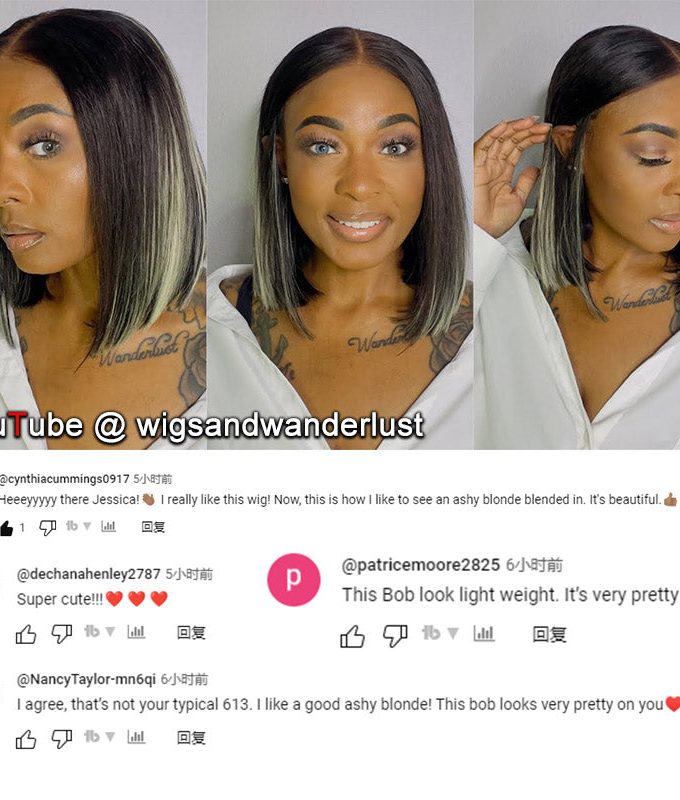 Blonde Peekaboo Highlight Bob Wig Straight Human Hair 6x4 Pre Cut Glueless HD Lace Wig