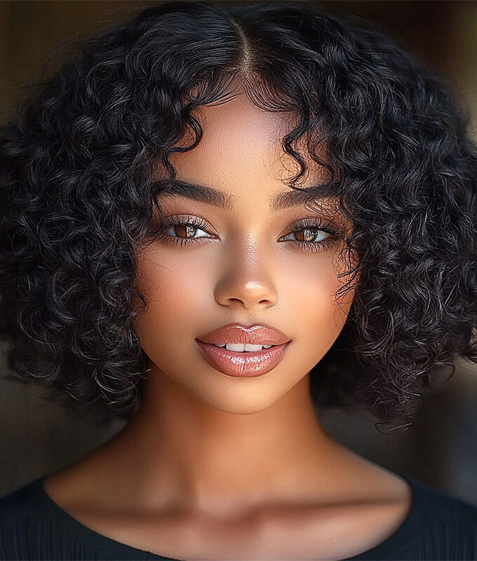 Boom Short Bouncy Curly Bob 4x4/13x4 HD Lace Human Hair Wigs Wear And Go Wig