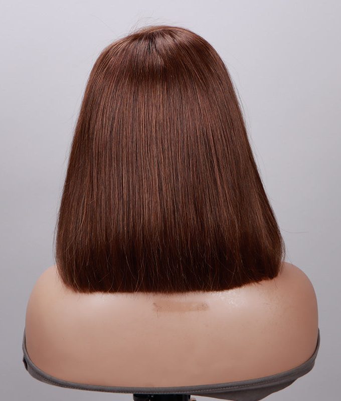 Chocolate Brown Side C-Part Straight Bob 5x5 HD Lace Closure Glueless Wigs 100% Real Human Hair