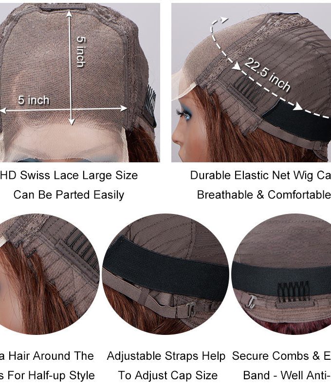 Chocolate Brown Side C-Part Straight Bob 5x5 HD Lace Closure Glueless Wigs 100% Real Human Hair