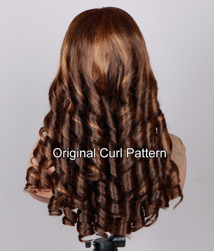 Caramel Brown Balayage Highlights On Brown Wig Loose Wave Human Hair 6x4 Pre Cut Lace Glueless Wig