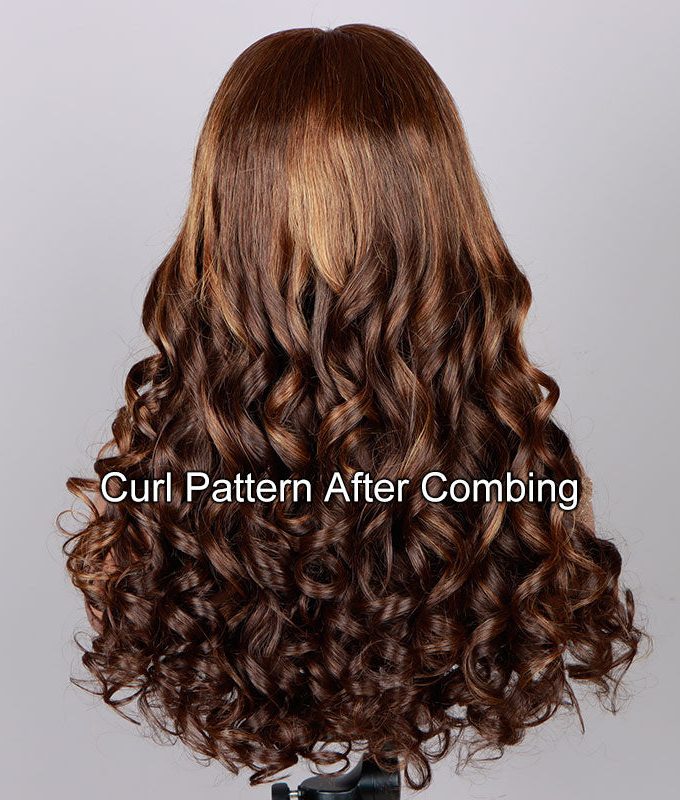 Caramel Brown Balayage Highlights On Brown Wig Loose Wave Human Hair 6x4 Pre Cut Lace Glueless Wig