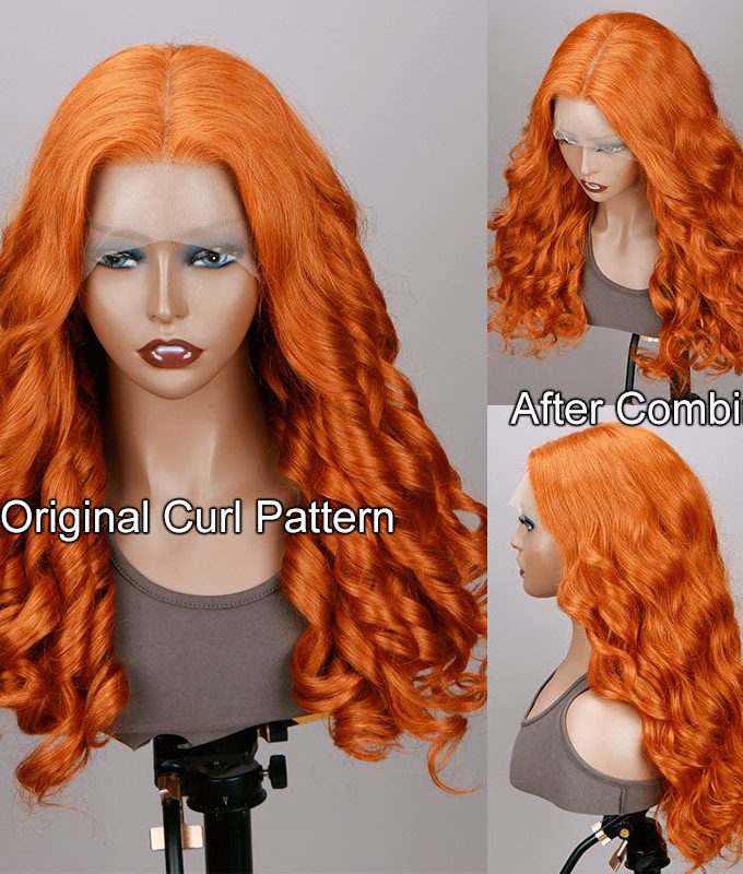 Ginger Orange Wig Body Wave Human Hair 13x4 HD Lace Full Frontal Wig With Perfect Bleached Knots