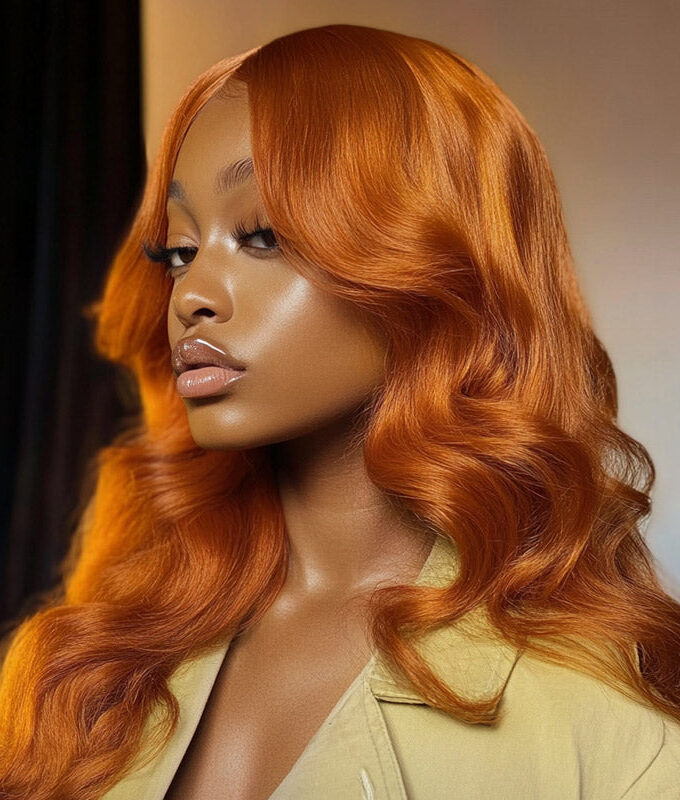 Ginger Orange Wig Body Wave Human Hair 13x4 HD Lace Full Frontal Wig With Perfect Bleached Knots