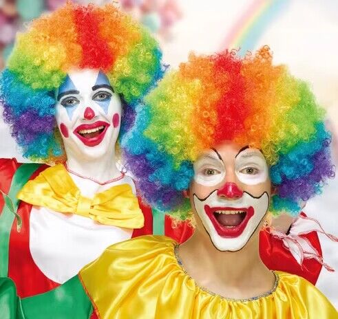 Rainbow Clown Wig Short Bouncy Afro Curly Halloween Costume Wig For Party Carnival Wear and Go Wigs