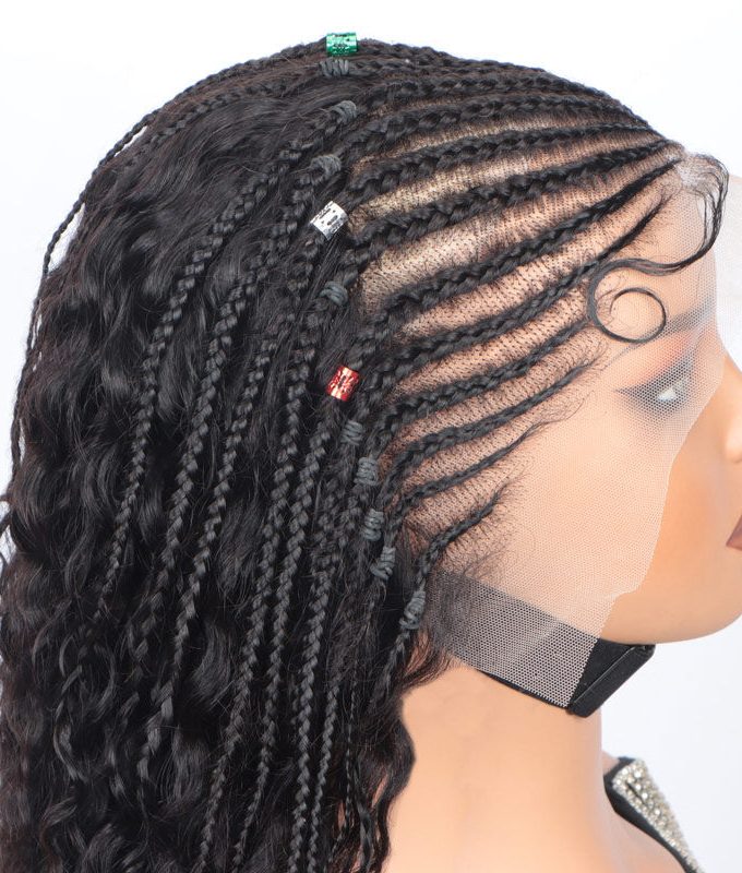 Pre Braided Curly 13x6 HD Lace Frontal Wigs Real Human Hair Pre Plucked & Bleached