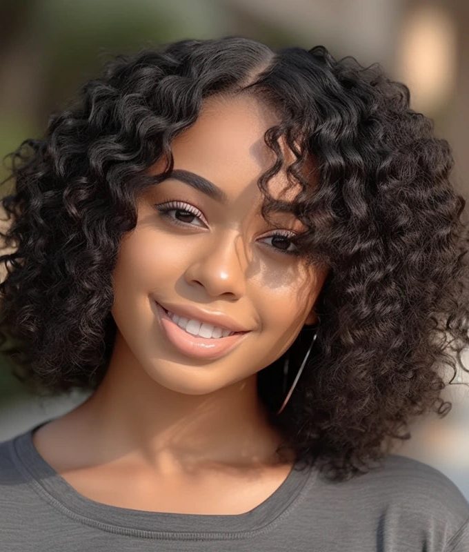 Boom Short Bouncy Curly Bob 4x4/13x4 HD Lace Human Hair Wigs Wear And Go Wig