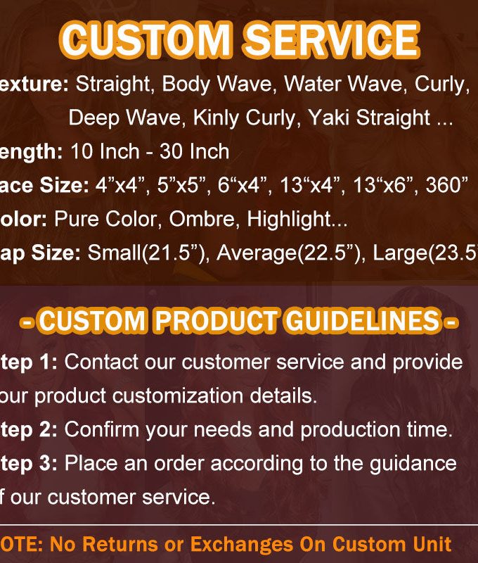 Customized Product Services On Human Hair Wigs