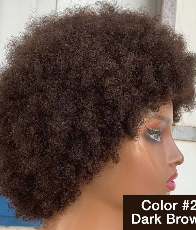 Boom Afro 4C Curly Wigs Real Human Hair Non-Lace Glueless Wear and Go Wigs