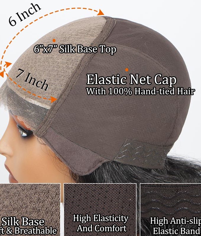 Dark Salt And Pepper Full Lace Wigs Real Scalp Wig Silk Base Wig For Seniors Straight Human Hair Wigs