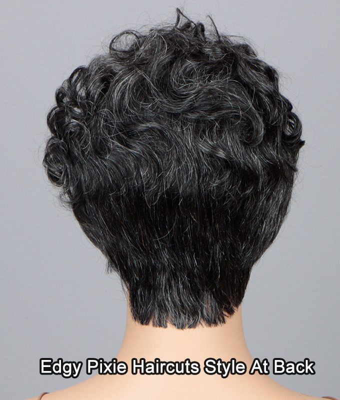Short Pixie Wig Dark Salt & Pepper Natural Wave Human Hair Glueless Wigs For Older Women