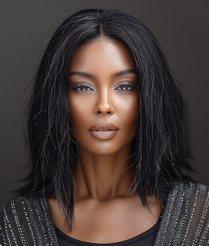 Dark Salt And Pepper Full Lace Wigs Real Scalp Wig Silk Base Wig For Seniors Straight Human Hair Wigs