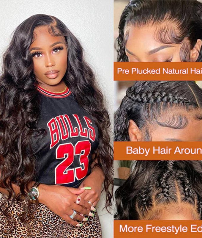 Flash Sale $120 Off Body Wave Hair 13x4 Lace Front Wig Real Human Hair Pre Plucked & Pre-Bleached