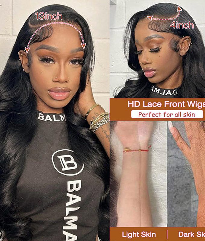 Flash Sale $120 Off Body Wave Hair 13x4 Lace Front Wig Real Human Hair Pre Plucked & Pre-Bleached
