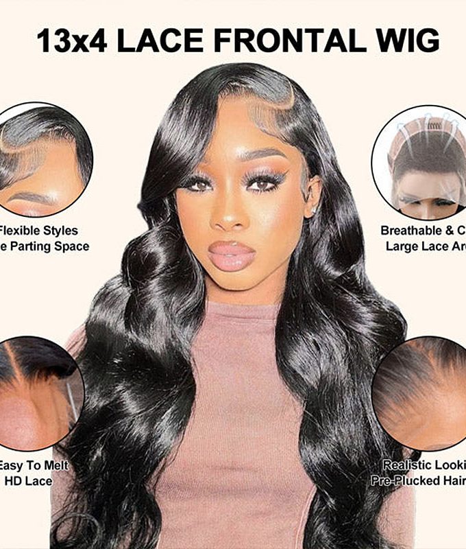 Flash Sale $120 Off Body Wave Hair 13x4 Lace Front Wig Real Human Hair Pre Plucked & Pre-Bleached