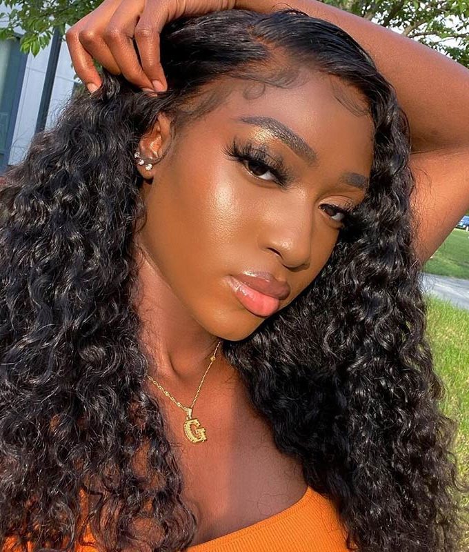 Water Wave Wig Full Frontal Wig HD Lace Real Virgin Human Hair 180 Density Pre Plucked Hairline