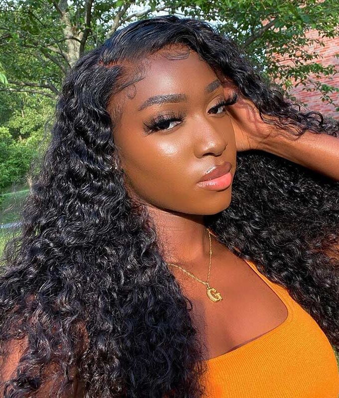 Water Wave Wig Full Frontal Wig HD Lace Real Virgin Human Hair 180 Density Pre Plucked Hairline