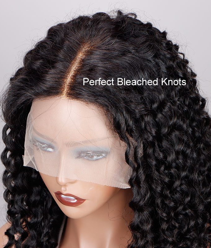 Wear And Go Glueless Bob Wig Jerry Curly Human Hair 6x4 Pre-cut HD Lace Wig With Bleached Knots