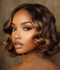 Trendy Brown Hair With Golden Blonde Highlights Loose Wave Bob 4x4 Lace Glueless Human Hair Wigs