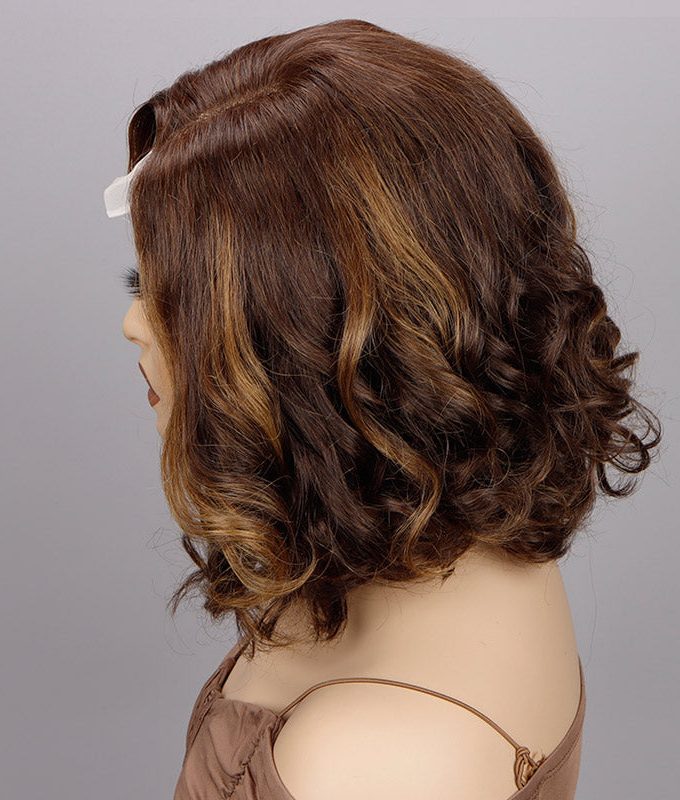 Trendy Brown Hair With Golden Blonde Highlights Loose Wave Bob 4x4 Lace Glueless Human Hair Wigs