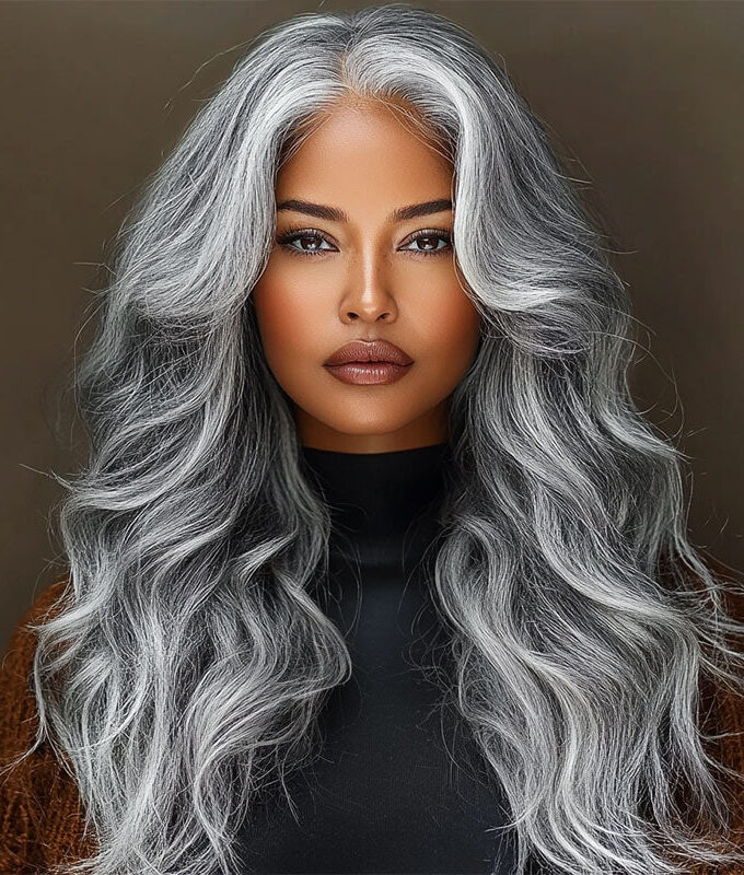 Timeless Body Wave 9x6 Glueless Wigs Standard Salt and Pepper Human Hair For Older Women