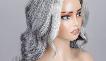 Silver Chic Gray Wig Natural Wavy Human Hair Salt & Pepper Color 5×5 HD Lace Wigs For Women