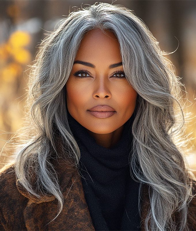Silver Luxe Gray 13x4 HD Lace Full Frontal Wig Body Wave Human Hair Salt And Pepper Wig For Older Women