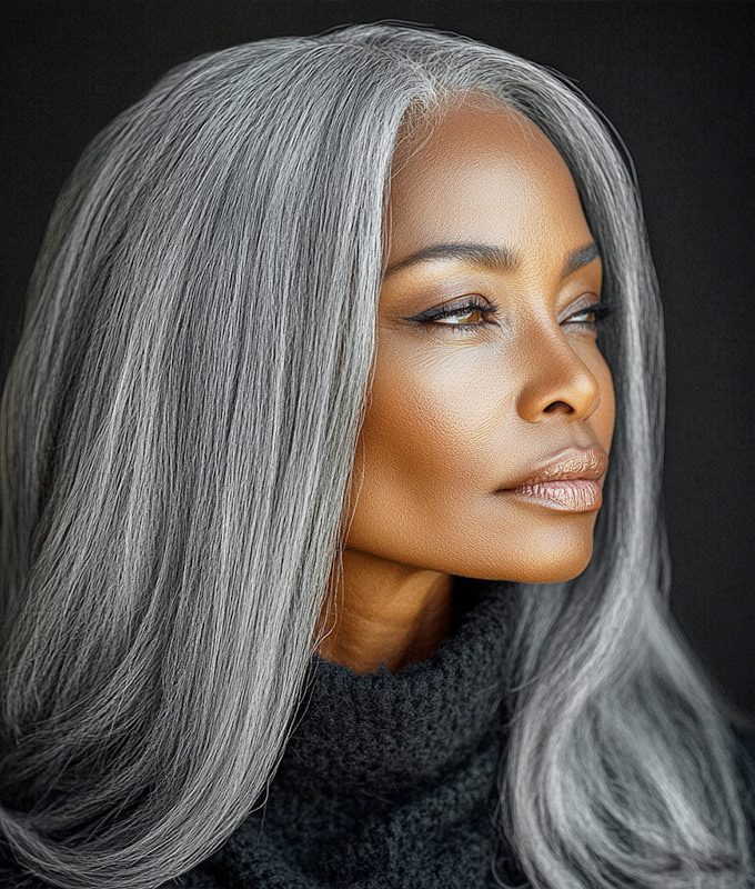 Silver Luxe Gray 13x4 HD Lace Full Frontal Wig Straight Human Hair Salt And Pepper Wig For Women