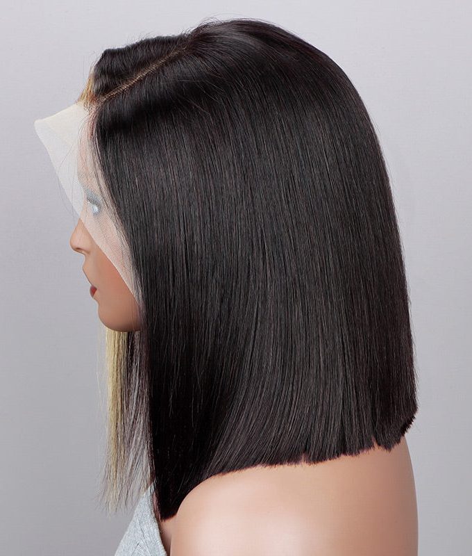 Honey Blonde Skunk Stripe Highlights 13x4 Lace Frontal Wigs Real Straight Human Hair Wigs For Women