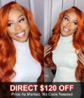 Flash Sale $120 Off Ginger Orange Body Wave Lace Wig Fall Color Human Hair Wigs