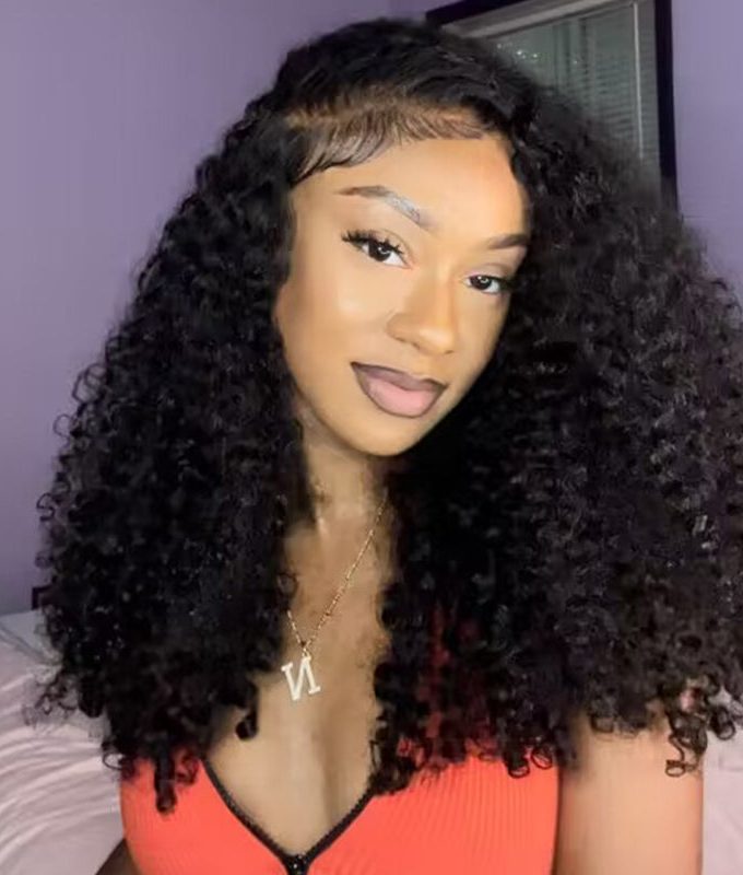 13x4.5 HD Lace Full Frontal Wig Jerry Curly Human Hair Mid Part Glueless Lace Wigs For Women